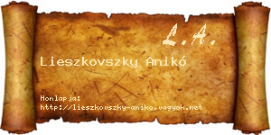 Lieszkovszky Anikó névjegykártya